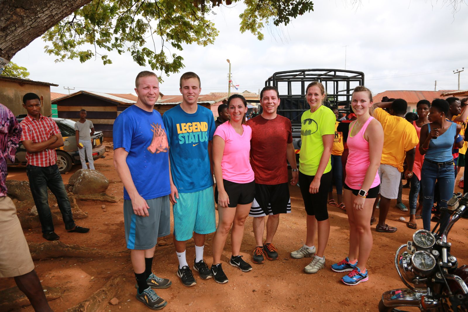 The Utah volunteer team lined up in bright shirts